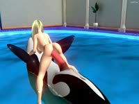 Beastiality sex craving hentai slut rides killer whale cock